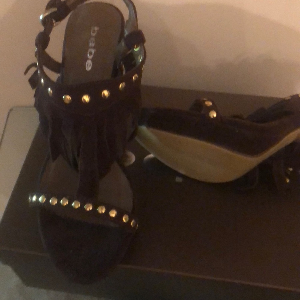 Bebe fringe heels.
